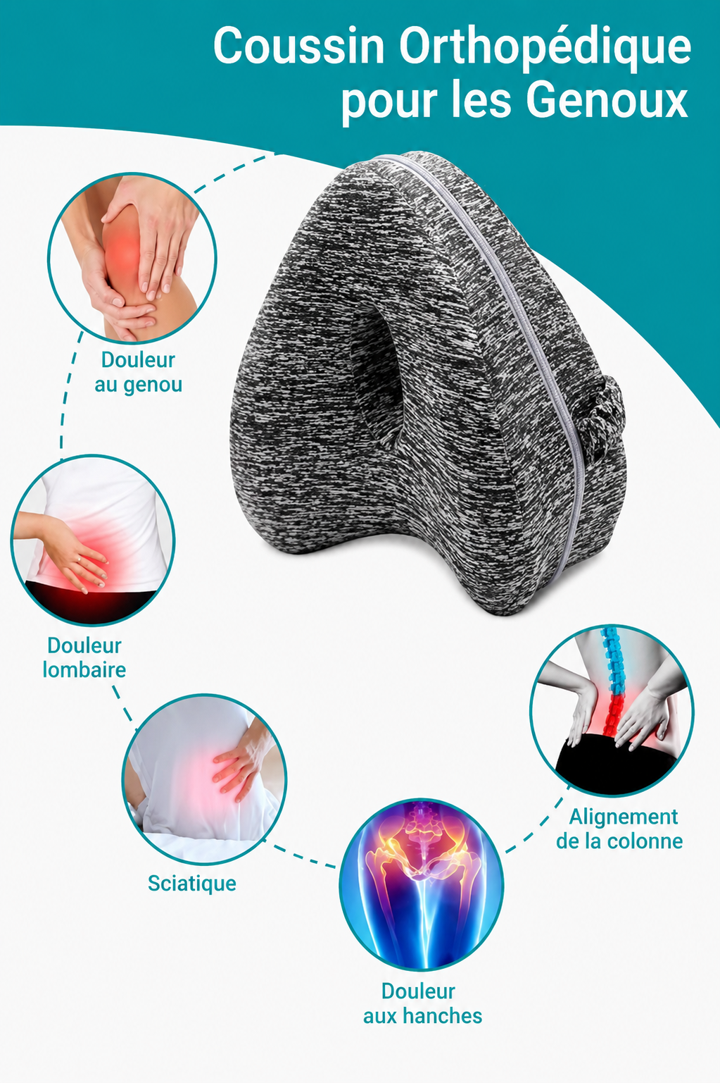 Oreiller ergonomique pour les jambes en mousse à mémoire de forme